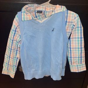 Toddlers button up shirt with sweater vest